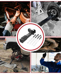Mechanics using Universal Wheel Hub Removal Tool For Cars And Trucks Compatible With 5 Bolt 6 Bolt And 8 Bolt Hubs in workshop