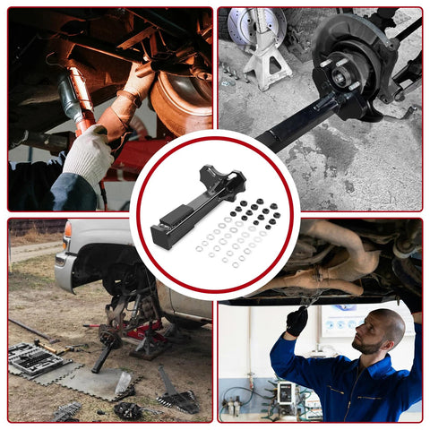 Mechanics using Universal Wheel Hub Removal Tool For Cars And Trucks Compatible With 5 Bolt 6 Bolt And 8 Bolt Hubs in workshop