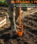 Gardener using 5 In 1 Bulb Planter Weeder Sod Plugger Soil Sampler Flower Planting Tool Set With Enhanced Edge in a garden bed