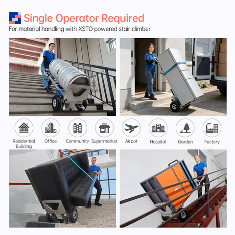 Powerhouse Electric Stair Climbing Dolly Hand Truck With Auto Brake And Four Hundred Sixty Three Pound Capacity For Bulky Gear Moving Up Stairs Without Breaking A Sweat Or Killing Your Back