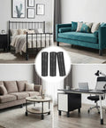 Nix Stubbed Toes Once And For All With Reusable Bed Leg Protectors Non Adhesive Furniture Foot Guards solid black leg protectors displayed in a living room decor.