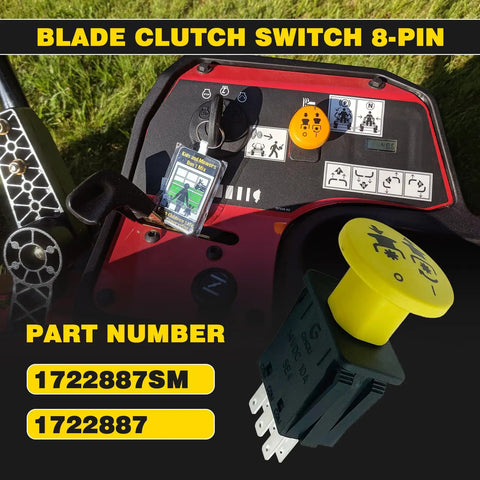 PTO Switch Replacement For Lawn Tractors And Zero Turn Mowers, 8 Pin Blade Clutch Switch Fits Husqvarna, Hustler, Model 1722887