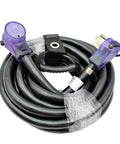 Coiled NEMA 14-50P To 14-50R RV And EV Extension Cord, 50 Amp, 25 Foot, heavy-duty copper wire, lighted connectors, UL Listed