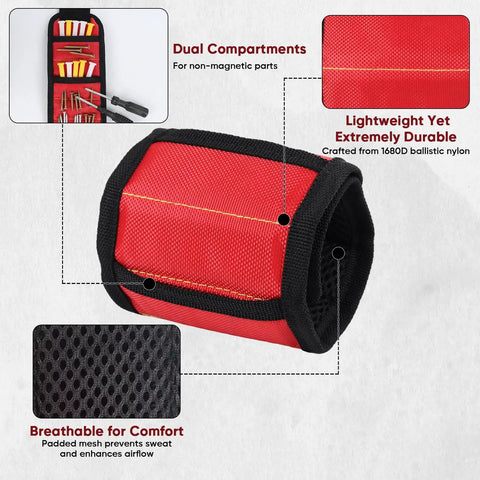 Magnetic Tool Mat Set With Wristband, Magnetic Pickup Tool And Inspection Mirror All In One Workshop Organizer For Garage Auto Repair And DIY Projects