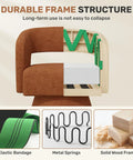 Swivel Accent Chair Set Of 2 In Soft Chenille with wood frame, elastic bandage, metal springs detail, caramel upholstery
