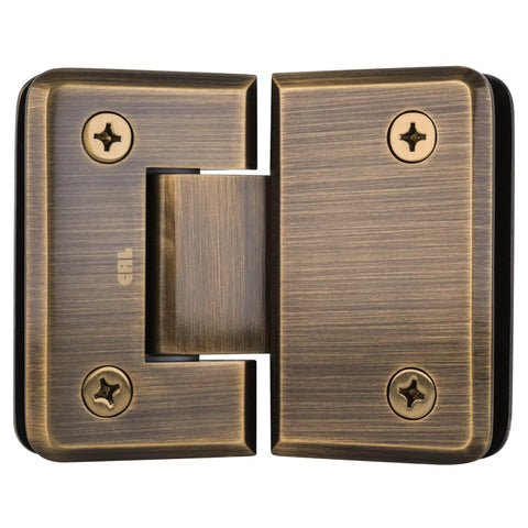 Pinnacle 045 Series Glass To Glass Standard Hinge In Antique Brass Model 135186 for 135 Degree Glass To Glass Swing