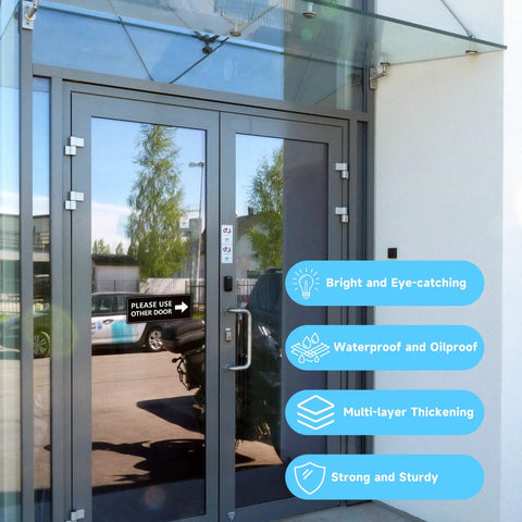 2 Pack Please Use Other Door Sign With Left Right Arrow Self Adhesive Weatherproof Vinyl Entrance Sticker on glass door