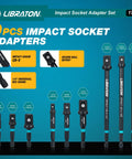 All In One 17 Piece Impact Socket Adapter Set For One Quarter Inch, Three Eighths Inch, And One Half Inch Square Drive With Quick Release Bit Holders And 360 Degree Swivel Adapters Pro Grade Heavy Duty Drill Accessory Kit, 17-piece adapters