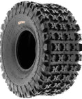 Set Of 4 ATV UTV Knobby Sport Tires Front 21x7-10 Rear 20x11-9 6 Ply Tubeless A027 close-up of rugged tread pattern