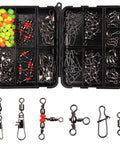 Must Have Pocket Fishing Kit With 140 Pcs Swivels And Snaps, 6 High Strength Types Plus Beads, Heavy Duty Metal Construction Stored In Clear Plastic Box For Quick Access On Freshwater And Saltwater Angling, open box view