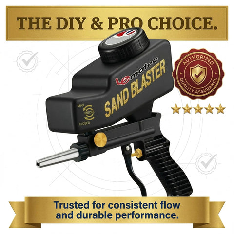 Image of Portable Sand Blaster Gun Kit For Rust Removal Glass Etching And Paint Stripping With Gravity Feed Reservoir.