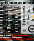 Shade Sail Hardware Kit 304 Stainless Steel All In One Installation Set for Triangle and Rectangle Outdoor Sun Shade