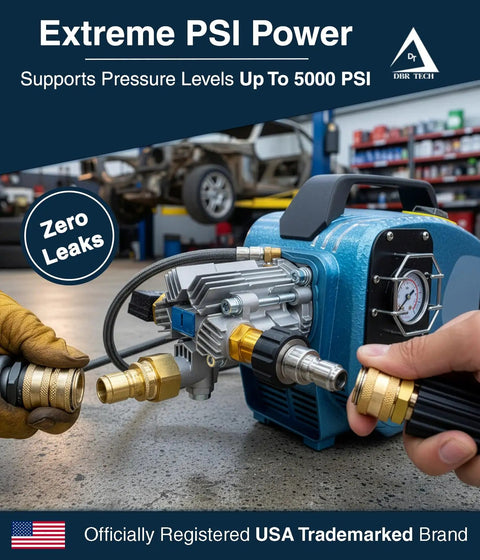 Pressure Washer Quick Connect Kit With M22 14mm Brass Adapter Set Swivel installation in garage setting
