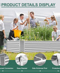 Galvanized Raised Garden Bed Kit 8 By 4 By 2 Ft, heavy duty outdoor planter, large metal raised bed with frame, people gardening