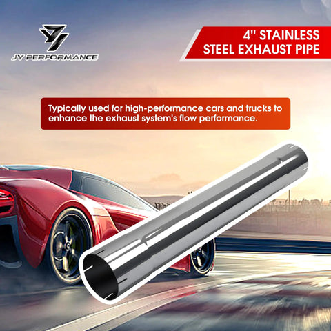 4 Inch Stainless Steel Muffler Replacement Pipe Drop In Straight Exhaust Tube 30 Inch Length T304 17 Gauge Wall Rust Resistant Polished Finish For Easy Fit And Maximum Exhaust Flow
