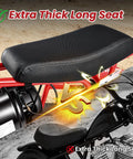Close-up of extra thick seat on 40Cc Gas Powered Mini Dirt Bike For Kids 8 14 With Automatic Transmission And Pull Start Off Road Pocket Motorcycle