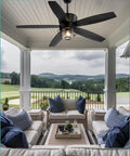 52 Inch Outdoor Ceiling Fan With Lights And Remote For Porch Patio And Gazebo, IP65 waterproof, installed in outdoor seating area
