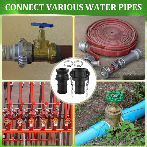 2 Pack Cam Lock Fittings Type C And E 2 Inch Cam And Groove Hose Fitting Kit With 2 Inch Female Coupling 2 Inch Male Adapter Gasket And Hose Clamps For Heavy Duty Industrial Use for water pipes and hoses