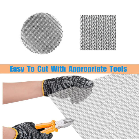 Person cutting Pro Grade Stainless Steel Wire Mesh Roll 20 Mesh With 1mm By 1mm Openings 0.23mm Wire 16.5 x 47.2 Inches 42 x 120 cm 304 Grade