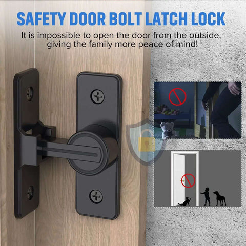 90 Degree Flip Barn Door Lock Heavy Duty Sliding Gate Latch For Garden Bathroom And Garage Doors Matte Black Zinc Alloy Rustproof