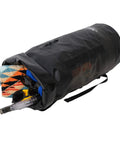 ExoDry 30L Large Drybag With Roll Top Closure Waterproof 500D PVC Black filled with gear, showing backpack straps