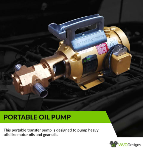 12 GPM Portable Oil Pump with Custom US Made Baldor Motor, Viton Seals, designed for cold and high viscosity oils, engine view