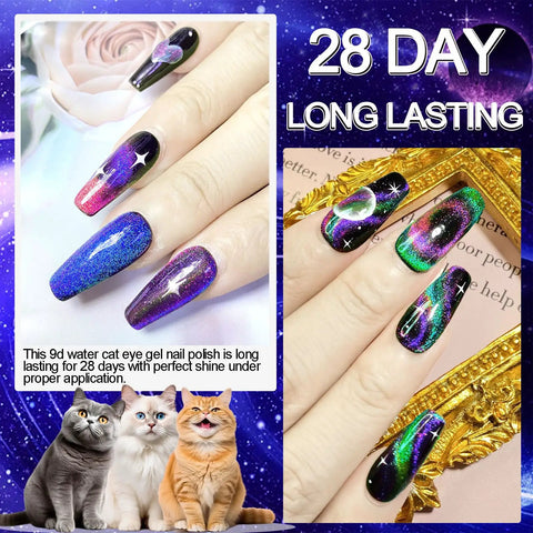 Cat Eye Gel Nail Polish Kit With Magnetic Stick 9D Dual Colors HEMA Free Galaxy Chameleon Effect UV LED Safe on nails