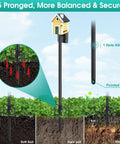 Heavy Duty Outdoor Bird Feeder Pole Kit With 60 Inch Ground Mount, 5 Prong Base, Adjustable Feeding Stand For Bird Watching