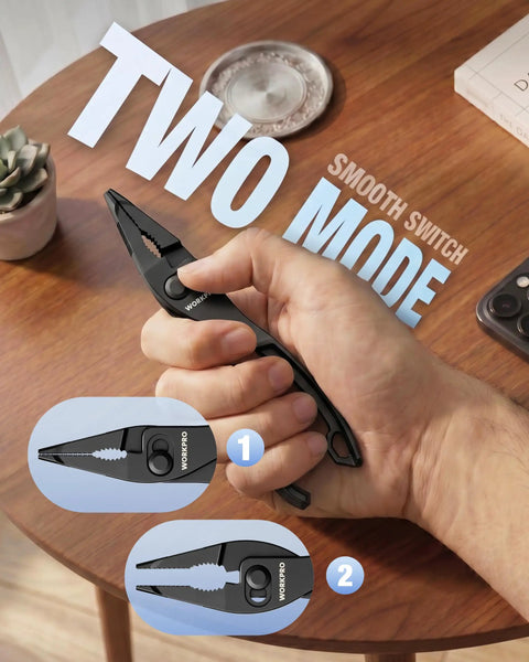 4.5 Inch Long Nose Slip Joint Pliers for Tight Spaces, Wicked Handy Narrow Jaw Pliers for Clamping, Bending, Winding, and Quick Size Adjustments in Small Work Areas in hand