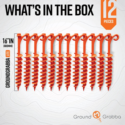 Orange Screw In Tent Stakes 12 Pack For Sand No Drill Needed Ground Anchors With Maximum Grip And Long Lasting Hold