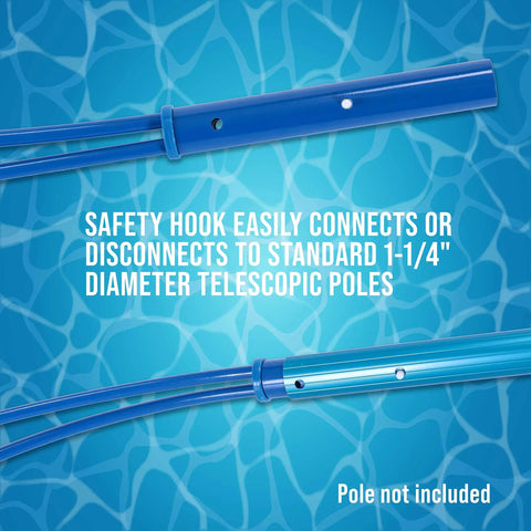 Detailed view of Heavy Duty Aluminum Pool Safety Hook Pole designed for emergency rescue operations, attaches to 1-1/4" poles.