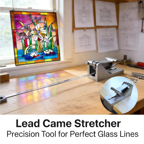 Professional Lead Came Stretcher And Vise Tool For Stained Glass Crafts Delivers Knockout Tension Control on a workbench.