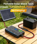 High Efficiency 12V 10A MPPT Solar Charge Controller With LCD Display And Type C USB Output in camping setup