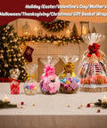 Clear 24 By 30 Inch Cellophane Bags 10 Count For Large Gift Baskets And Big Presents Perfect For Weddings Bridal And Baby Showers Flat No Gusset See Through Gift Wrap Ribbon Not Included around festive gift baskets