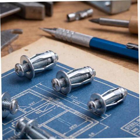 Heavy Duty Petal Expansion Screw Set M4 M5 M6 Built To Last Metal Expansion Bolts For Hollow Wall Plasterboard Installations, Secure Fastening For Furniture Assembly, DIY Projects, And Home Repairs; metal bolts on blueprint