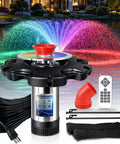 RGB LED Pond Fountain Aerator With Floating Light Show And Lit Night Illumination 750W 1HP Pump Delivers 15000 GPH