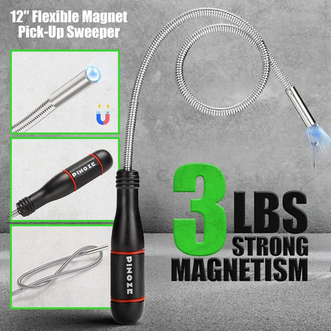 Collapsible Magnetic Parts Organizer Trays With 12 Inch Flexible Magnetic Pickup Tool 3 Size Magnetic Trays And Pick Up Sweeper For Screws Bolts Nuts Washers Pins And Metal Parts Green