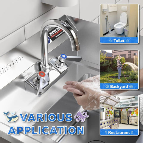 Stainless Steel Wall Mount Hand Sink for Commercial Kitchens and Laundries, 12 By 10 Inch Basin with 5.5 Inch Depth, Strainer and Faucet Included