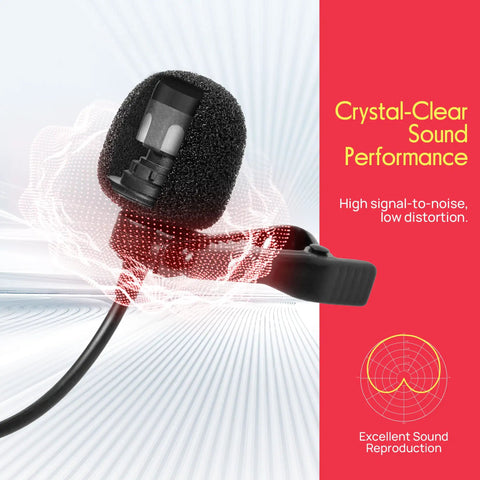 Lavalier mic from Dual Channel Wireless Microphone System With Dual Frequency Receiver And 2 Lavalier Mics, 2 Headset Mics, 2 Transmitters