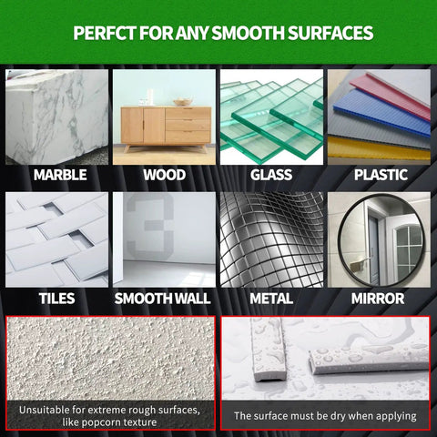 Surfaces compatible with 10 Ft Peel And Stick Wall Trim Molding For Edges Borders And Backsplash Tile Edges