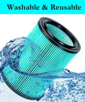 Heavy Duty Five Layer HEPA Replacement Filter For 5 To 20 Gallon Wet Dry Shop Vacuums in water, showcasing washable feature