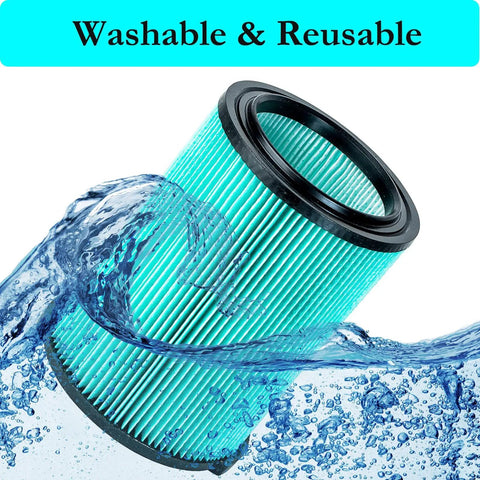 Heavy Duty Five Layer HEPA Replacement Filter For 5 To 20 Gallon Wet Dry Shop Vacuums in water, showcasing washable feature
