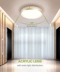 20 Inch LED Flush Mount Ceiling Light Fixture In Modern Gold Finish Slick Close To Ceiling Low Profile Dimmable 42W 2381 Lumens