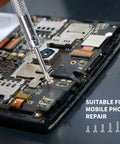 Close-up of screwdriver fixing a mobile phone circuit with Bulk 500 Pcs Laptop Screws Set In M1.2 M1.4 And M2 for repairs.