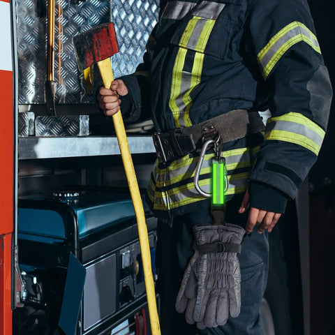 Two Pack Firefighter Glove Straps With Reflective Trim For Turnout Gear, Safe Glove Security Straps With Swivel Snap Hook Clip And Crocodile Clip Option, High Visibility Green