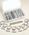 20 Piece Heavy Duty Hose Clamp Kit Set With Precise 1 4 To 7 16 Inch Sizing Crafted From Premium 304 Stainless Steel For Tough Plumbing Car Tuning And Fuel Line Repairs That Gotta Get The Job Done Right. 20-piece 304 stainless steel hose clamp kit in organizer box, 8 sizes