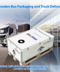 Wooden box packaging of 48V 300Ah LiFePO4 Lithium Battery 16kWh for truck delivery in a warehouse setting.