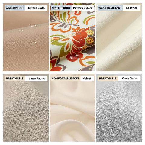 Fabric options for Custom Bench Cushions For Indoor Furniture And Bay Window Seats, including waterproof and breathable materials.