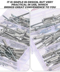 Close-up of Aluminum Blind Rivets With Flange Pop Rivets Kit, 140 Piece Self Plugging Rivet Assortment in box compartments
