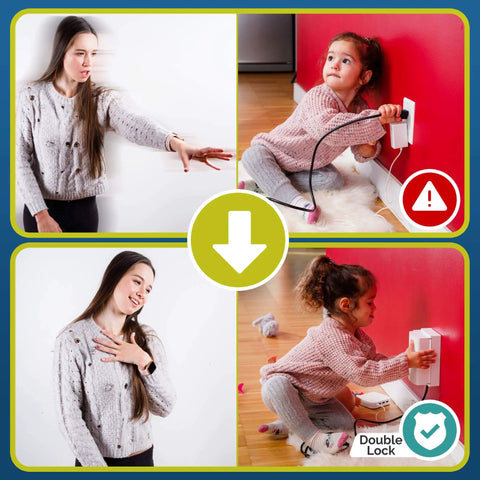 Dual Lock Outlet Cover Box For Baby Proofing 2 Pack Easy 3 Step Install With Screws Extra Inside Space For Plugs Patented Safety Design Kid Safe Toddler Proofing White For Peace Of Mind In Every Room And Long Lasting Durable Construction No Sweat